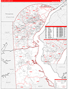 New Castle County Wall Map Red Line Style